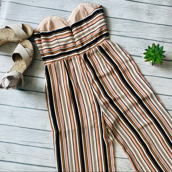 Nordstrom Leith Strapless Striped Pantsuit M - Picture 5 of 6